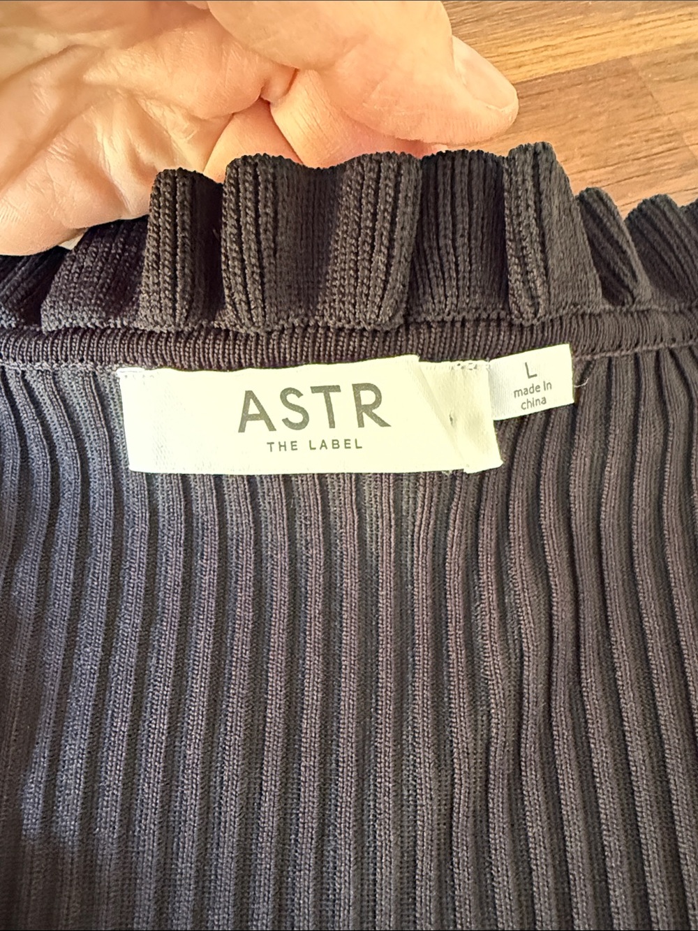 Astr Black Ribbed Ruffle-Trim Cardigan - Picture 2 of 3